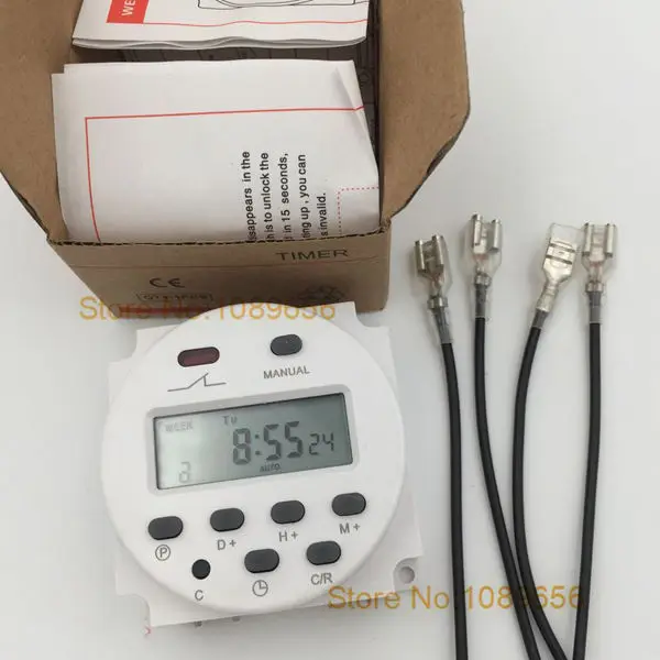 Digital Time Switching CN101A 2nd Programmable Timer Relay with 4 Pieces Wire Waterproof Cover