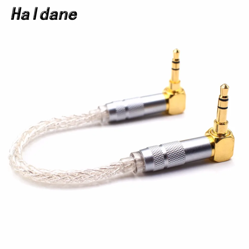 

Free shipping Haldane 10cm 8Croes Silver Plated 3.5mm Male to 3.5mm Male Stereo Audio Hifi Audio Cable AUX Audio Adapte cable