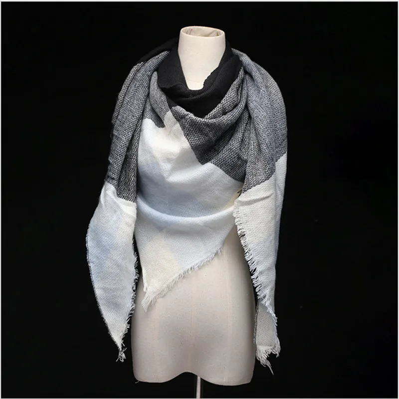 Bufanda triangular de Cachemira para mujer, chal de acrílico, manta a cuadros, Foulard de diseñador de moda de invierno, venta al por mayor, envío