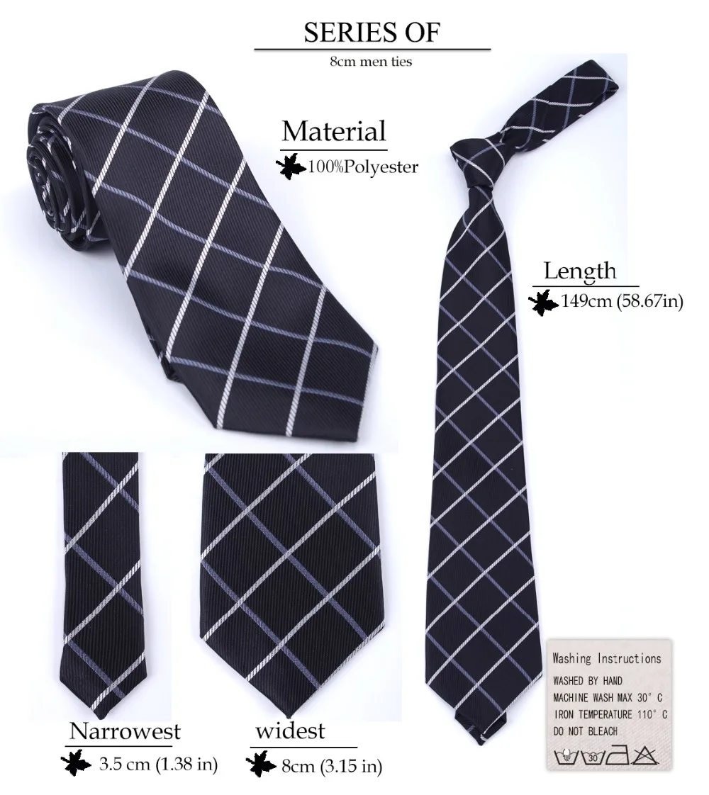 Men's Classic Black Silk Tie - Striped Jacquard Business Necktie For Work & Formal Events