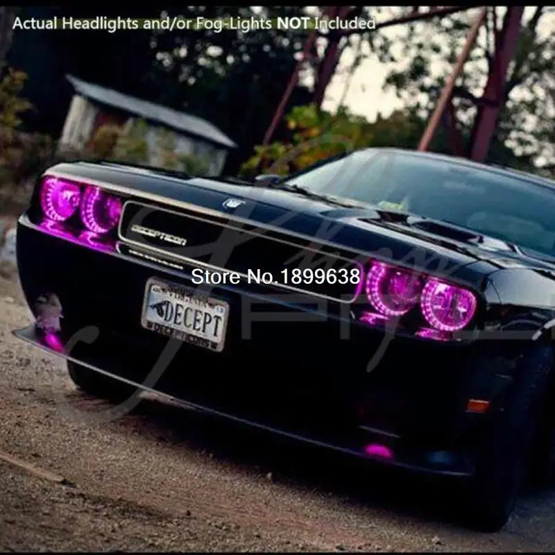 for 08-14 Dodge Challenger w/o Pro Plasma  Rings Head angel eyes RGB LED Demon eyes kit