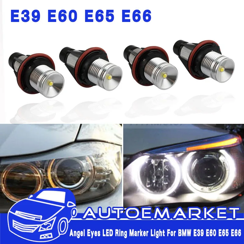 JXLCLYL 4pcs 5W LED Angel Eye Marker Light Error Free 720LM 7000K  For  E39 E53 E60 E61