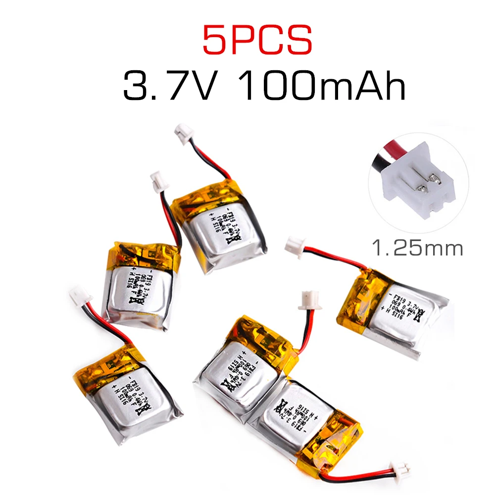 5 pcs 3.7V 100mAh Li-po Battery for Hubsan Q4 Wltoys V272 Mini RC Quadcopter Drone Battery