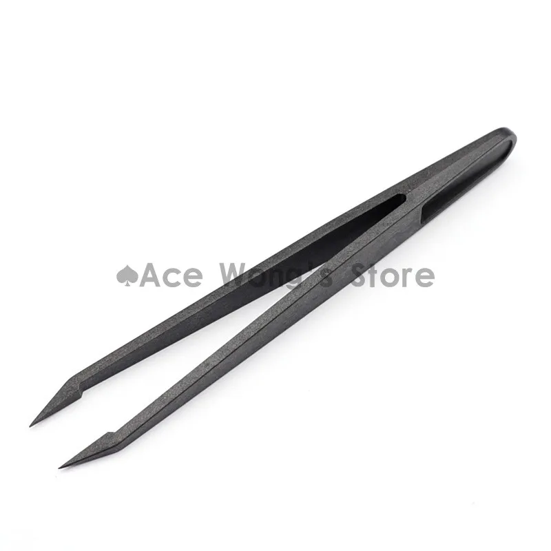 Portable Black Straight Bend Anti-static Plastic Tweezer Heat Resistant Repair Tool 93302