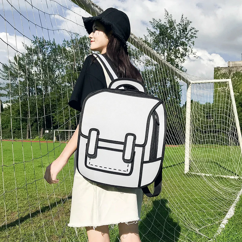 Women Backpack 3D 2D Drawing Cartoon Back Bag Comic Messenger Tote Fashion Cute Student Waterproof Bags Unisex Bolos 106
