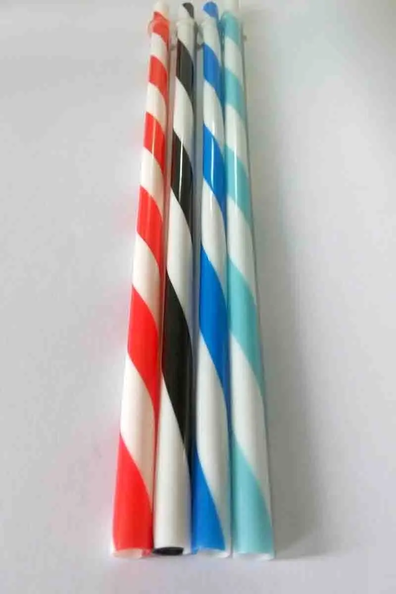 100pcs/lot Whosale Hard Big Stripped Plastic drinking straw with Affixed Stopper HH16099