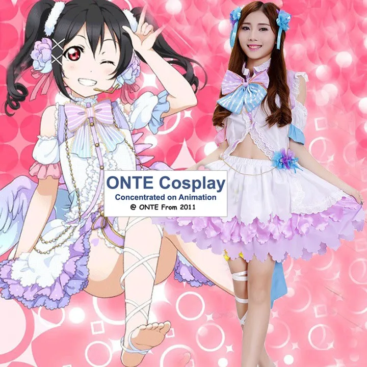 Liefde Leef Alle Leden Wit Dag Engelenvleugels Jurk Cosplay Kostuums Yazawa Nico /Sonoda Umi/ Minami Kotori Lolita maid Uniform