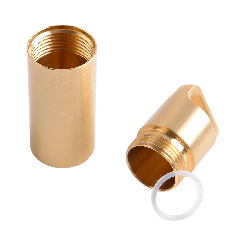 Brass Airtight Watertight Storage Container Dry Box Seal Bottle Case For Pill Capsule Fob Emergency Medicine Match Cell Battery