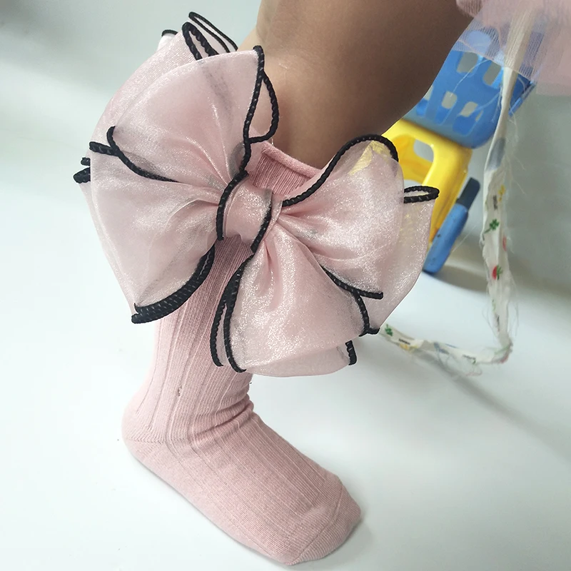 Fashion Children Socks Big Bows Toddler Girls Sock Knee High Cotton Baby Long Socks For Kids Candy Color Infant Sock