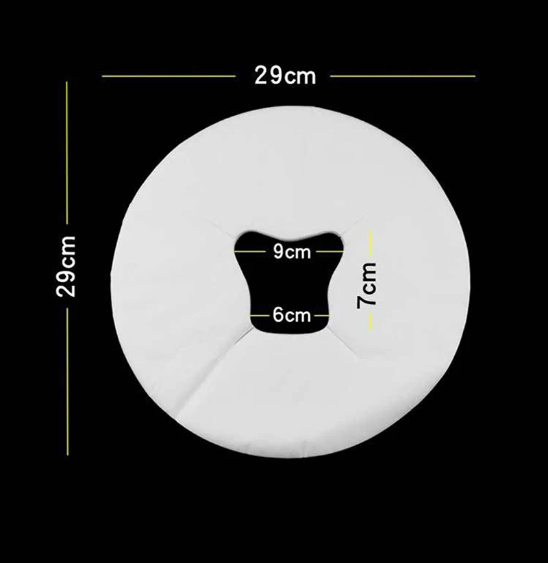 100pcs/Tasche Non-Woven Einweg Gesicht Pad SPA Kissen Abdeckung Salon Massage Bett Tisch Gesicht Loch Abdeckung spa Massage Atmen Blatt