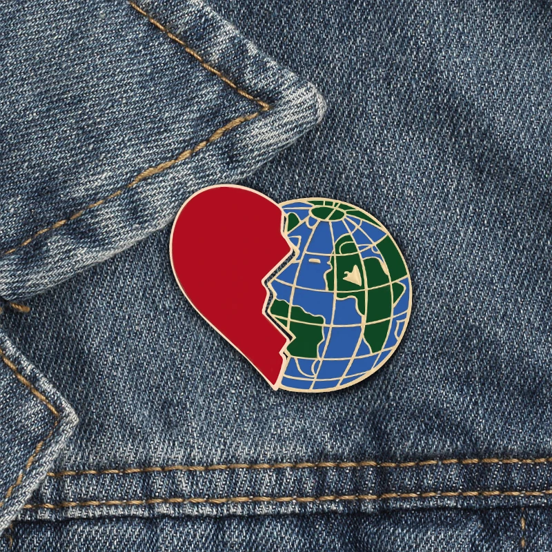 Enamel Pin set Broken Heart Wine Bottle Earth CD Pizza Beer Creative Brooch and Pins Clothing Accessories Cartoon Badge Jewelry