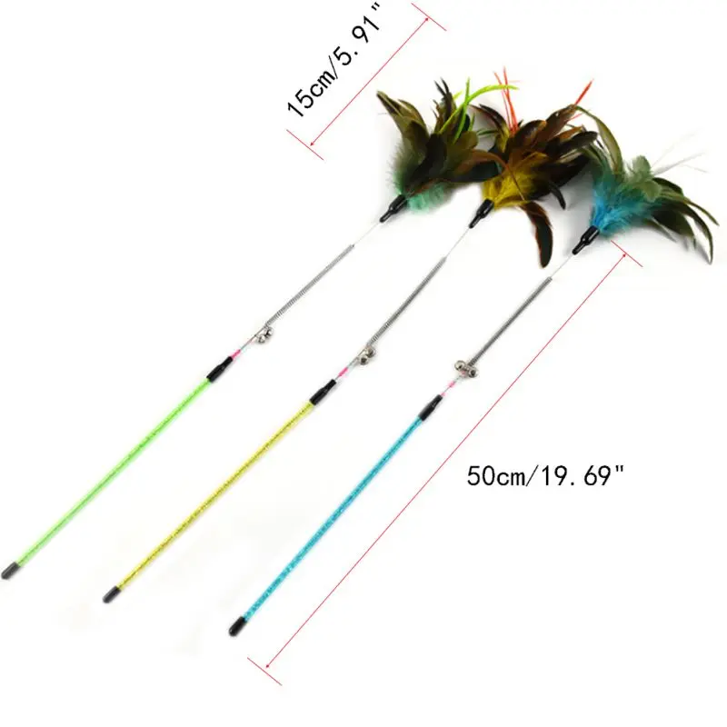 Funny Spiral Pet Cat Toys Colorful Feather Teaser Toys for Pets Cats Kitten with Bells Teasing Stick Pet Products Cat Wand Toy