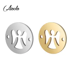 Aiovlo 5pcs Stainless Steel Angel Connectors DIY Bracelet Bangle Charm Handicraft Accessories Jewelry Making Crafts Findings