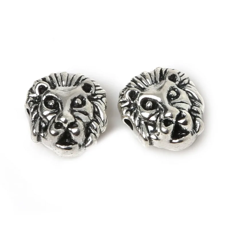 Hot- 10pcs/lot Antique Sliver Gold Color Tibetan Leo Lion Leopard Head Beads Spacer Bead Metal Charms For Jewelry Making