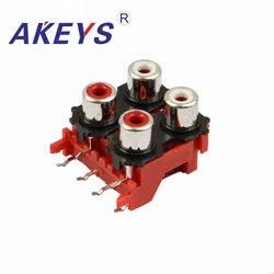 AV4-8.4-13 AV single core socket 6-pin RCA four hole PCB soldered audio and video lotus stand gold-plated