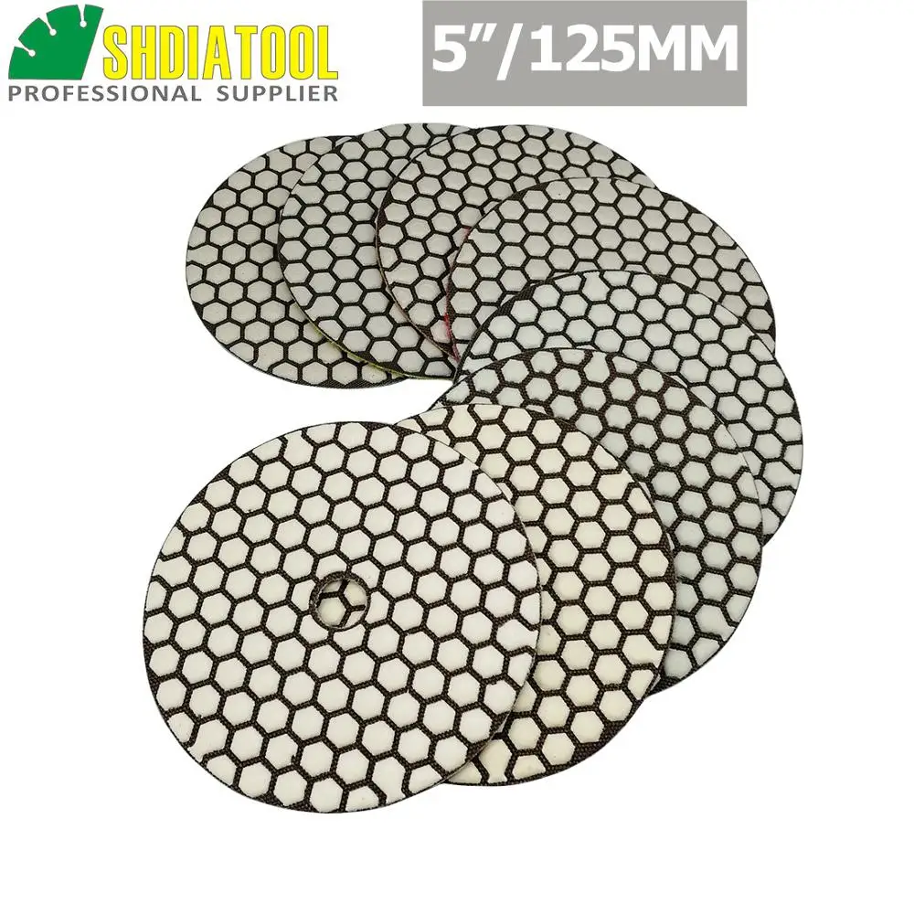 

SHDIATOOL 10 Sets (80pcs) 5" Diamond Dry Polishing Pads Wholesale Prices Very Good Quality Sanding Disc For Granite Marble Stone