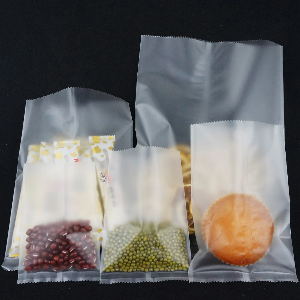 

20x30cm 100pcs Frosted Clear Plastic Bags, Surface Matte Transparent Flat Bag, Peanut Pouch, Food Storage Sack, Snack Package