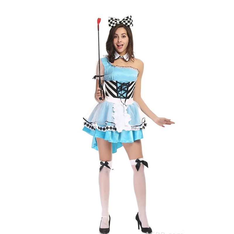 

Alice in Wonderland Party Blue Maid Costume Adult Women Alice Princess Cosplay Fancy Dress Halloween Costumes Fantasia Outfits