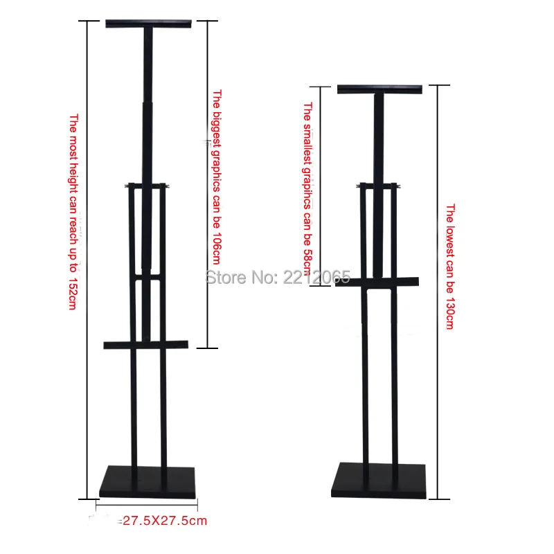 Adjustable Double Pole Floor Stand, Iron Poster Display for Retail Store,Shopping Center, Hotel and Restaurant