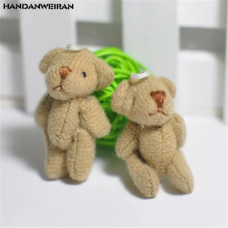 2PCS Mini Plush Joint Bear Toys Doll Small Pendant Cute Bears Toy 6 Color Optional For Kids Gifts 3.5CM HANDANWEIRAN