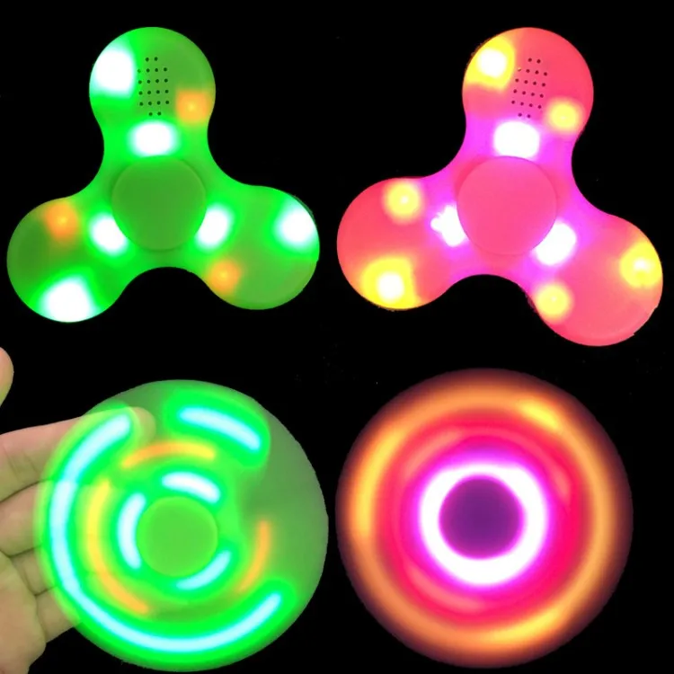 4pcs/lot Bluetooth MP3 Finger player with colorful led lights Anti-stress LED hand Spinner toy for Kid Adult Christmas gift