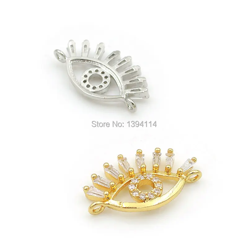 20*11*2mm Micro Pave Clear CZ Piercing Eye Connector nadaje się dla kobiet jako akcesoria do bransoletek DIY