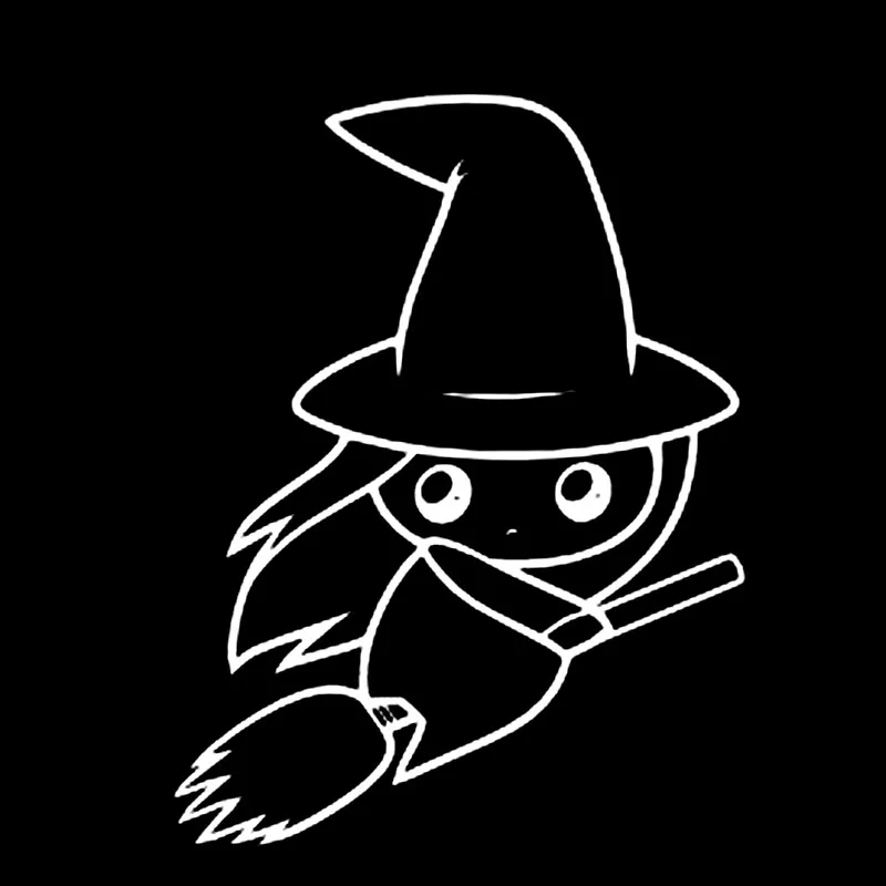 18cm*13.6cm Cartoon Baby Witch Funny Vinyl Car-styling Motorcycle Car Sticker Decals Decor Black/Silver S6-3912