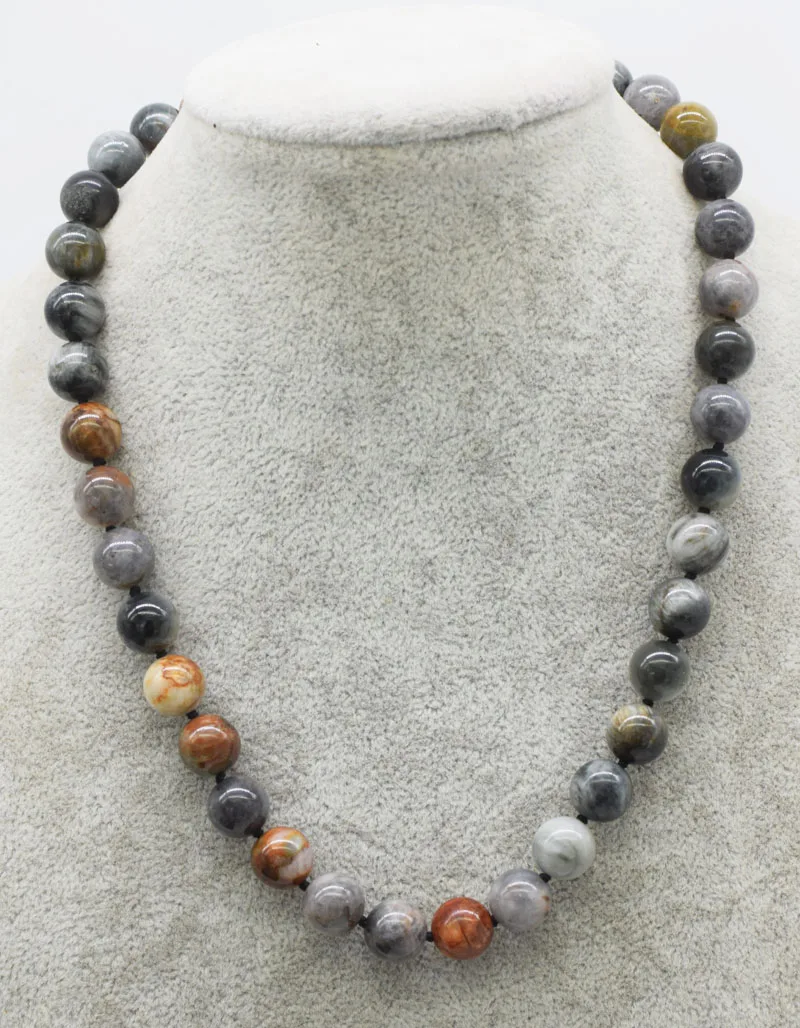 

hawk's eye agates round 10mm necklace 17" nature FPPJ wholesale beads