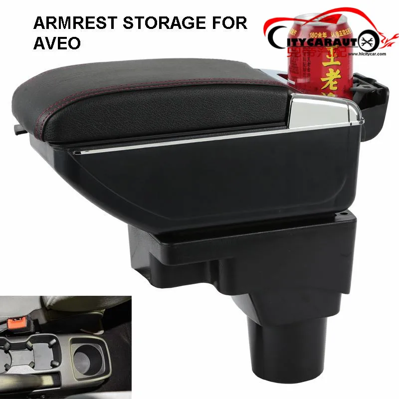 

CITYCARAUTO armrest BIG SPACE+LUXURY+USB armrest Storage content box with cup holder LED USB FOR Aveo Sonic Lova T250 T300