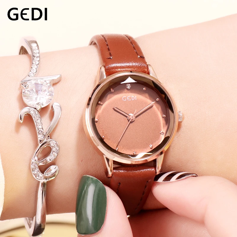 GEDI 2019 frauen Uhren Luxus Uhr Fahsion Lederband Weiblichen Uhr Damen Armbanduhr Kleid Leben Wasserdicht reloj mujer