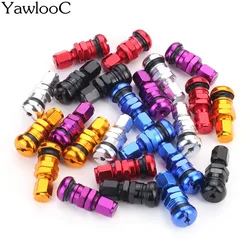 Valve Stems 4 x Bolt-in Aluminum Car Tubeless Wheel Tire Valve Stems With Dust Caps Titanium color Blue Red Silver