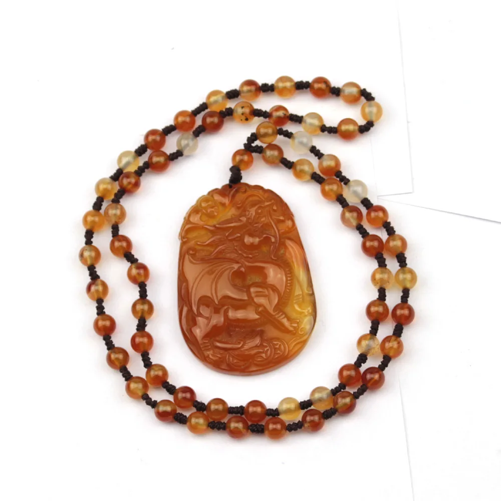 natural yellow agate pendant natural stone necklace pendants Kirin carved pendant for woman for gift  wholesale !