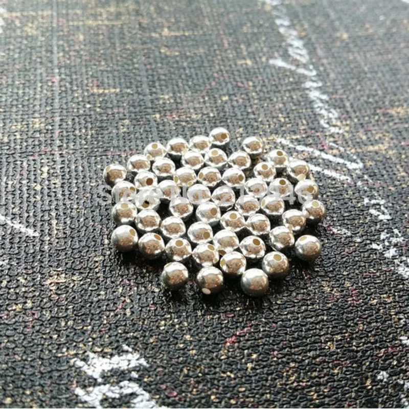 

4MM (5g=50pcs)/ Pack " Fake One Penalty Ten " 92.5% Sterling Silver Ball Spacers Loose Beads Jewelry Findings