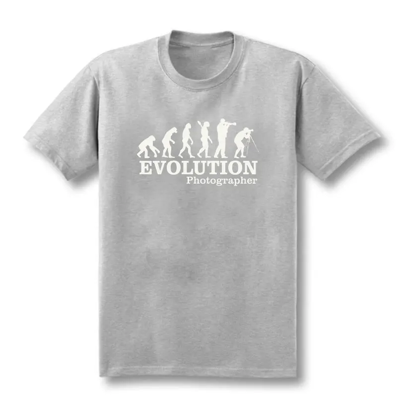New Summer Photographer Evolution Men T-shirt Funny Cameraman Men Cotton Short Sleeve T Shirts Photography Tees