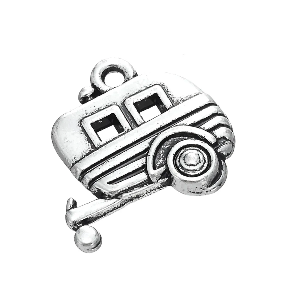 RAINXTAR Alloy Vintage Camping Trailer Pendant Charms For Travellers 17*20mm 50pcs AAC1701