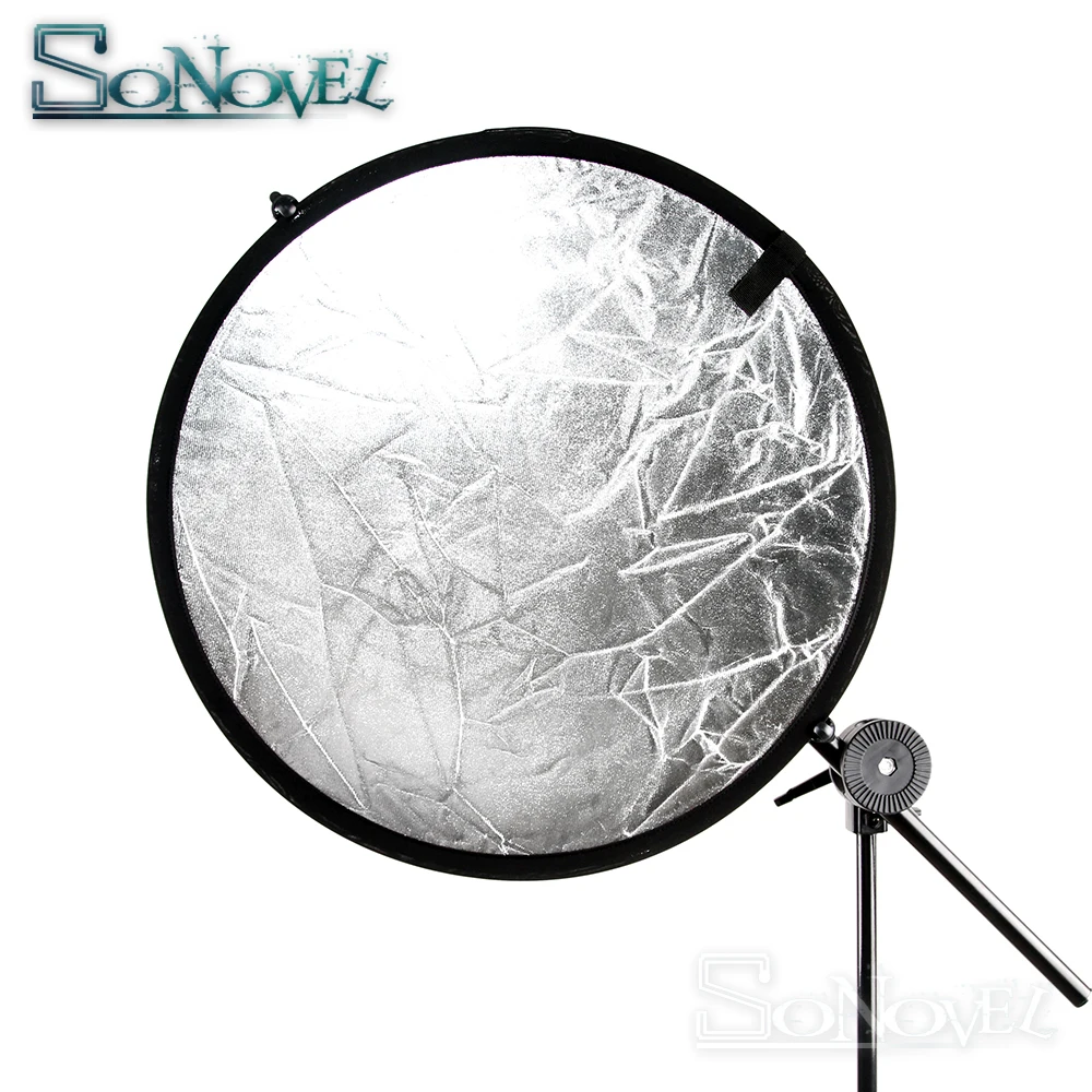 Refletor de estúdio redondo 2 em 1 60cm 24 polegadas, disco de luz dourado e prateado, refletor com bolsa