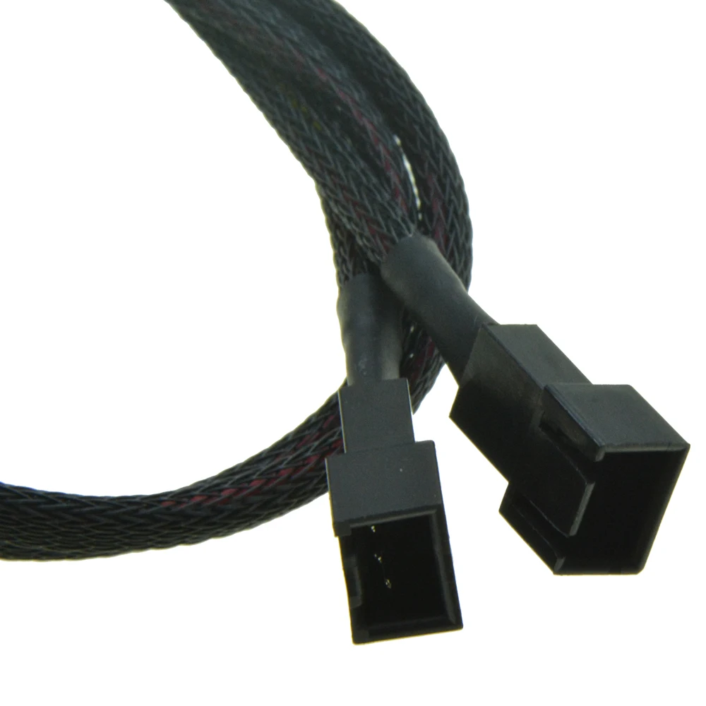 12V 3 Pin Fan PWM 1 to 2 way Power supply Extension Cable Y Splitter Port Multiplier Computer Pump Fan 24AWG wire with sleeved