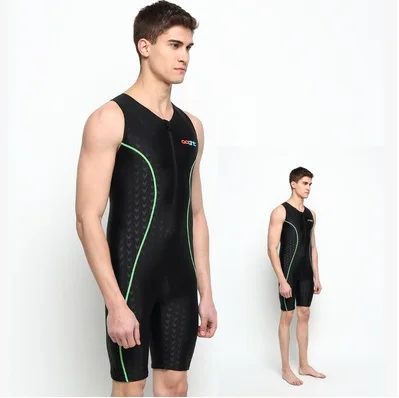 Men Sport One-piece Quick-drying Athletic Training Sexy Slim Bathing Triathlon Suit Women Training Professional Nylon SwimSuit