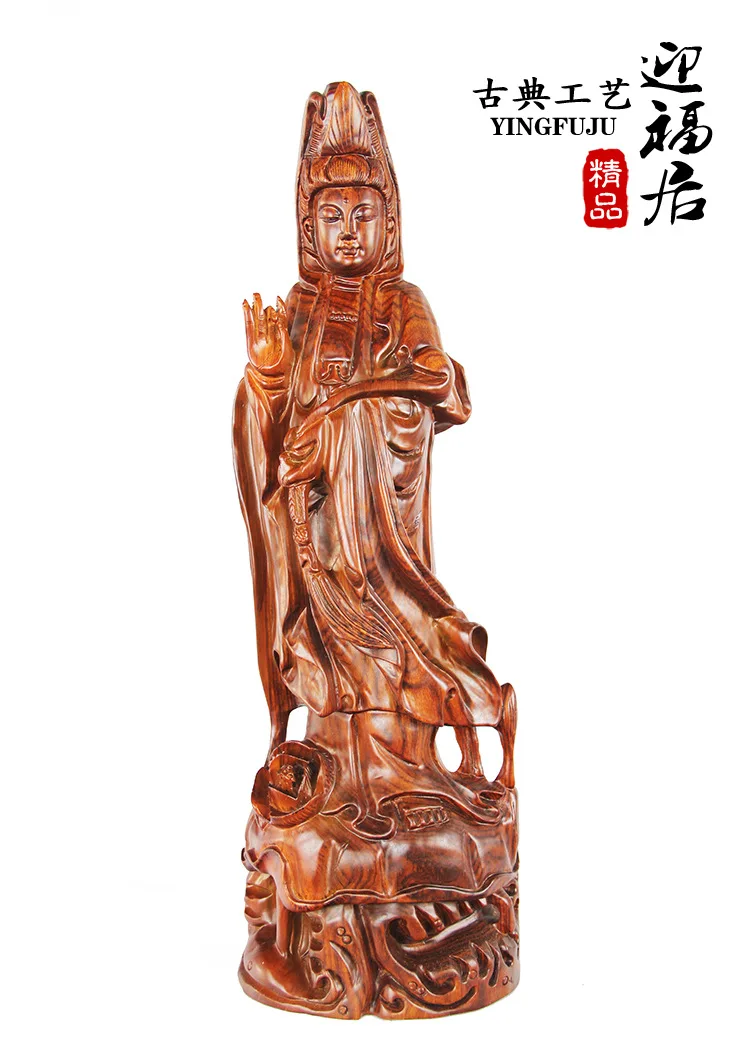 Avalokiteshvara Buddha carved rosewood wishful grass pear wood craft boutique Wenwan wooden ornaments jewelry Home Furnishing