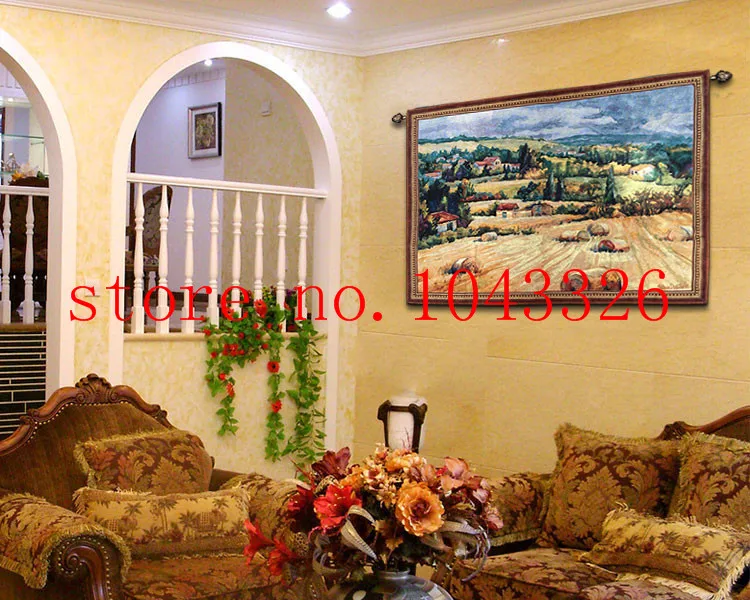 90*125cm World famous wall paintings Tuscan countryside antique mural jacauard fabric picture tapestry wall hanging