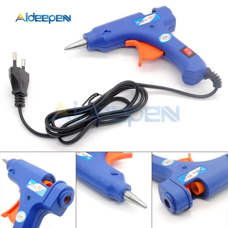 20W Hot Melt Glue Gun With 7mm Glue Sticks Industrial Mini Guns Thermo Electric Heat Temperature Repair Tool DIY US EU Plug