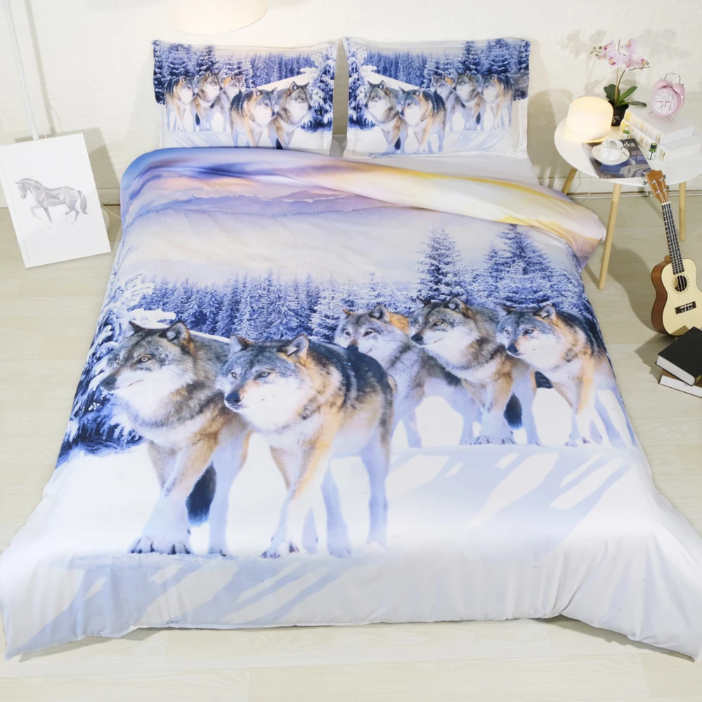 Royal Linen Source Brand  3 PCS PER SET Snow wolf 3d bed linens