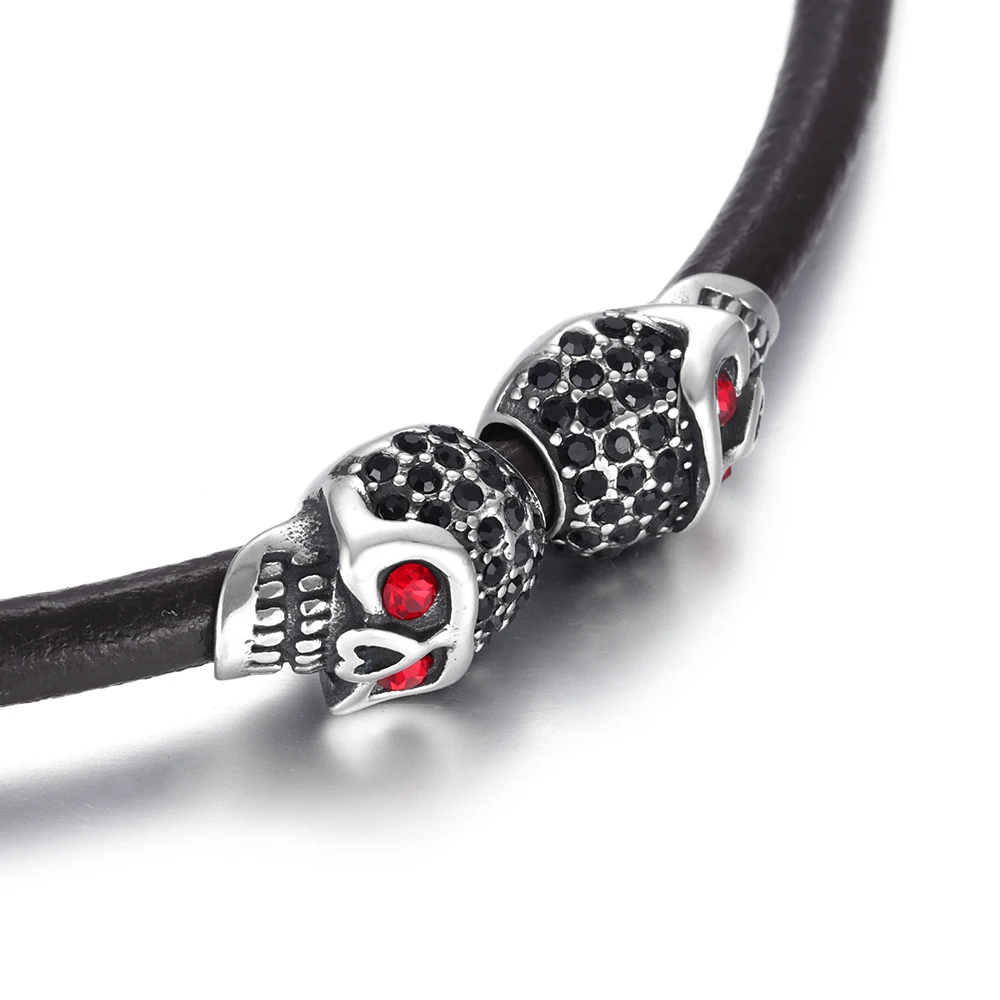 Stainless Steel Hole 6mm Paracord Knife Lanyard Beard Beads Large Slide Skull Charm Pendant DIY Making Handmade Bracelet