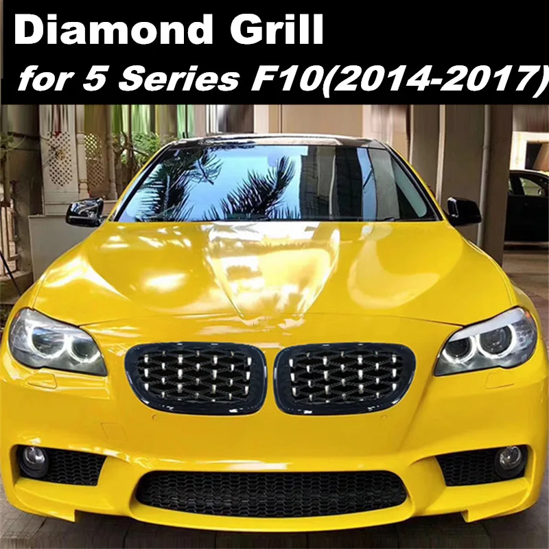 Diamond Grill For BMW 5 Series F10 F11 F18 Diamond Style Car Front Grill 2014-2017 One Pair ABS 5 Series Mesh Grille