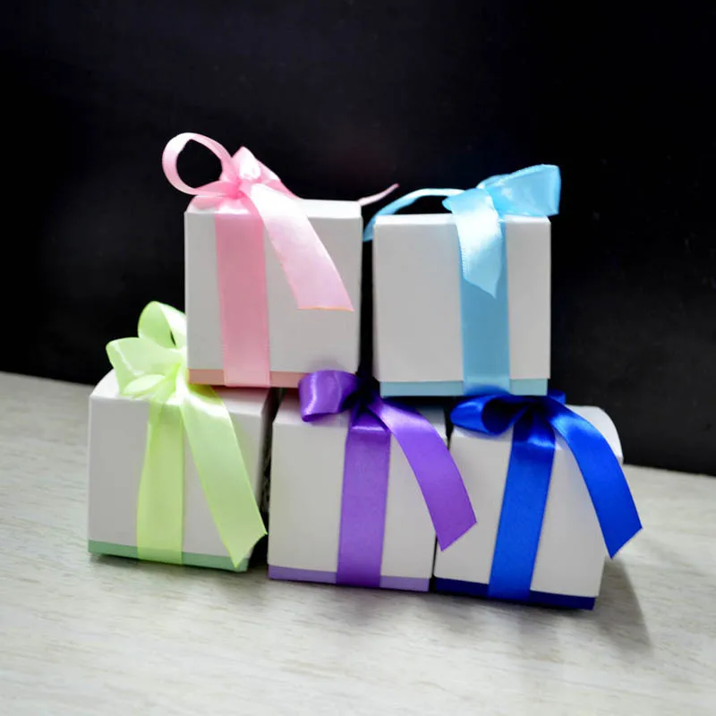 

6*6*6cm Baby Shower Ribbon Favour Gift Candy Boxes Favors Gifts Boxes 100pcs\lot Free shipping