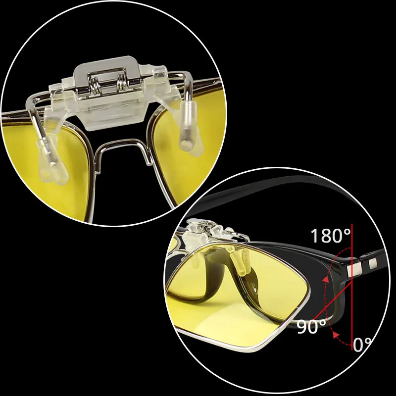 Polarized Clip On Sunglasses Men Night Vision Sun Glasses Yellow Polarizing Sunglass For Driving Polaroid Clips Oculos de Sol