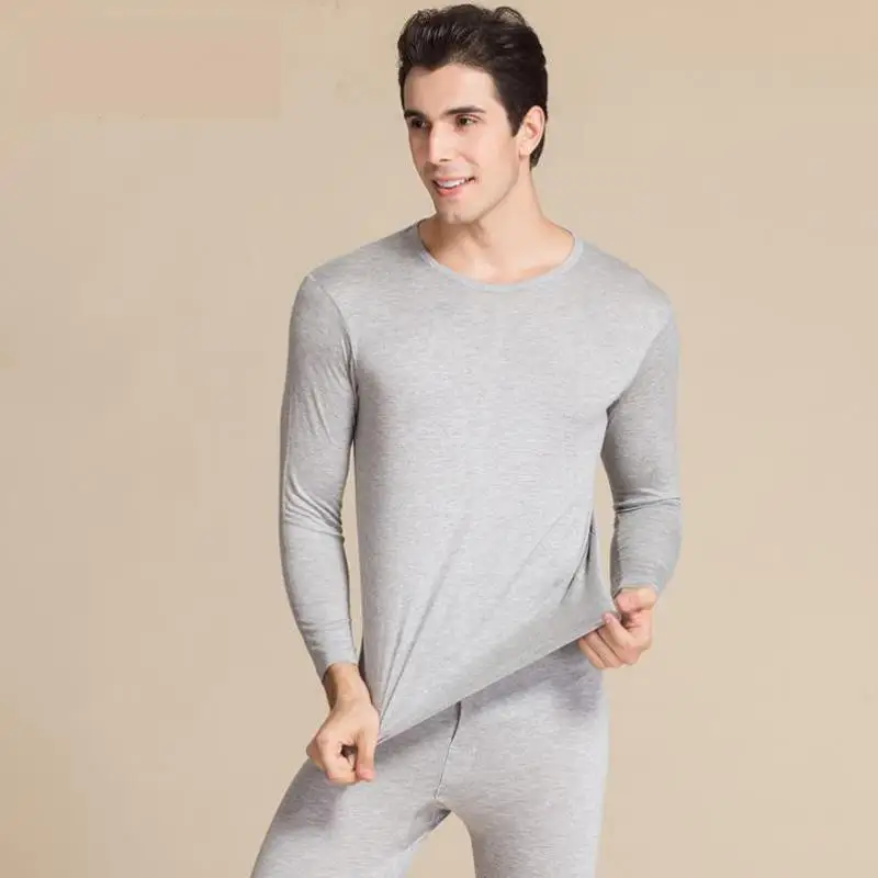 Autumn And Winter Men's 70% Silk And 30% Cotton Underwear Set - Silk Underwear Based Thickened Long Johns Two Piece