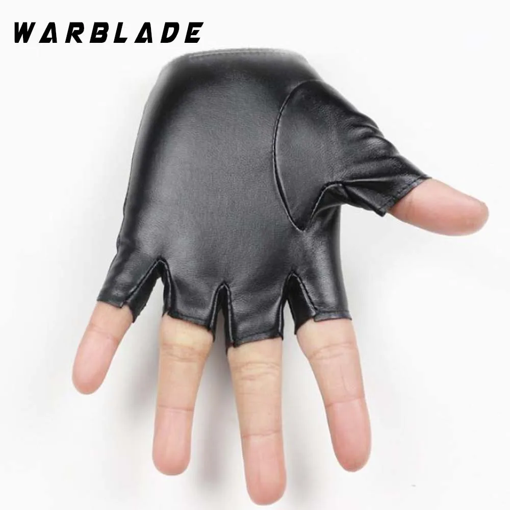 High Qualtiy Leather Gloves for Kids Boy Girls Fingerless Gloves Chilidren Half Finger Mittens Breathable Black Gants enfants