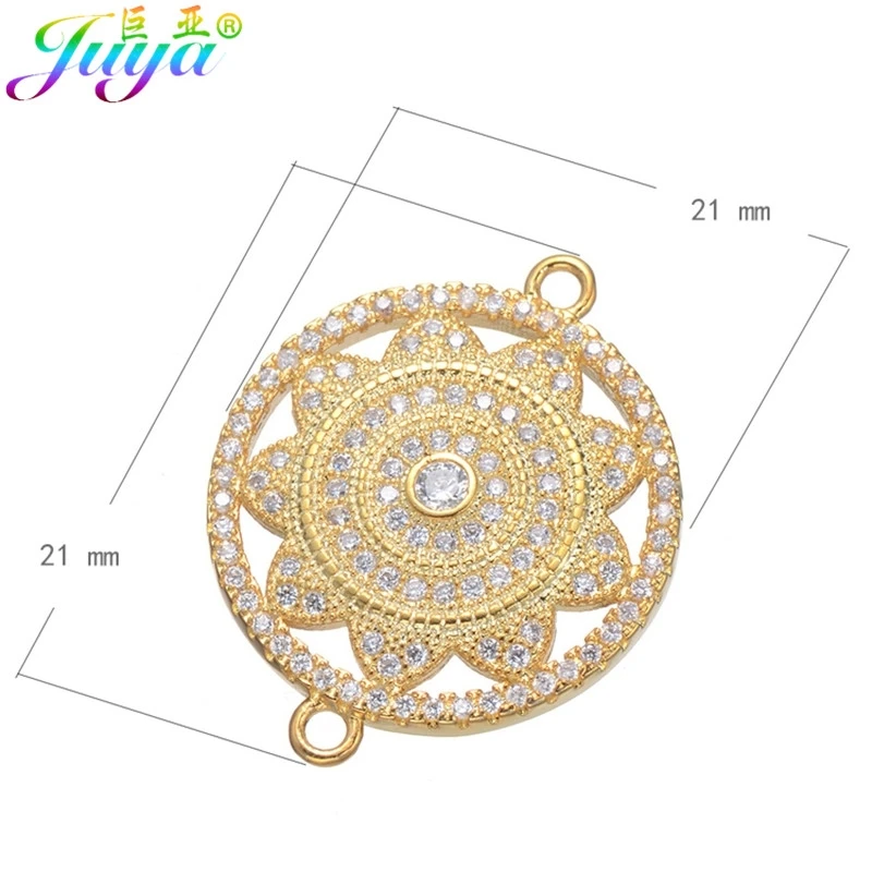 Juya DIY Women Bracelet Necklace Earring Making Accessories Micro Pave Zircon Decorative Animal Flower Connector Charms Supplies