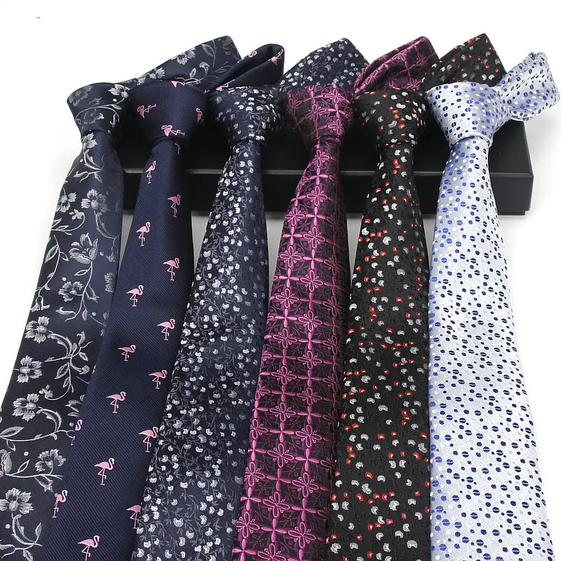 high quality man's tie 6 cm skinny ties Wedding dress neckties for men flower dot cravate business pour homme rouge slim necktie